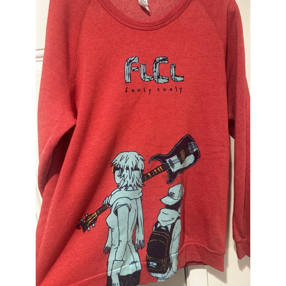 FLCL Fooly Cooly Omocat Sweatshirt Red Sanshee Anime Rare Sz 2XL Unisex Pullover